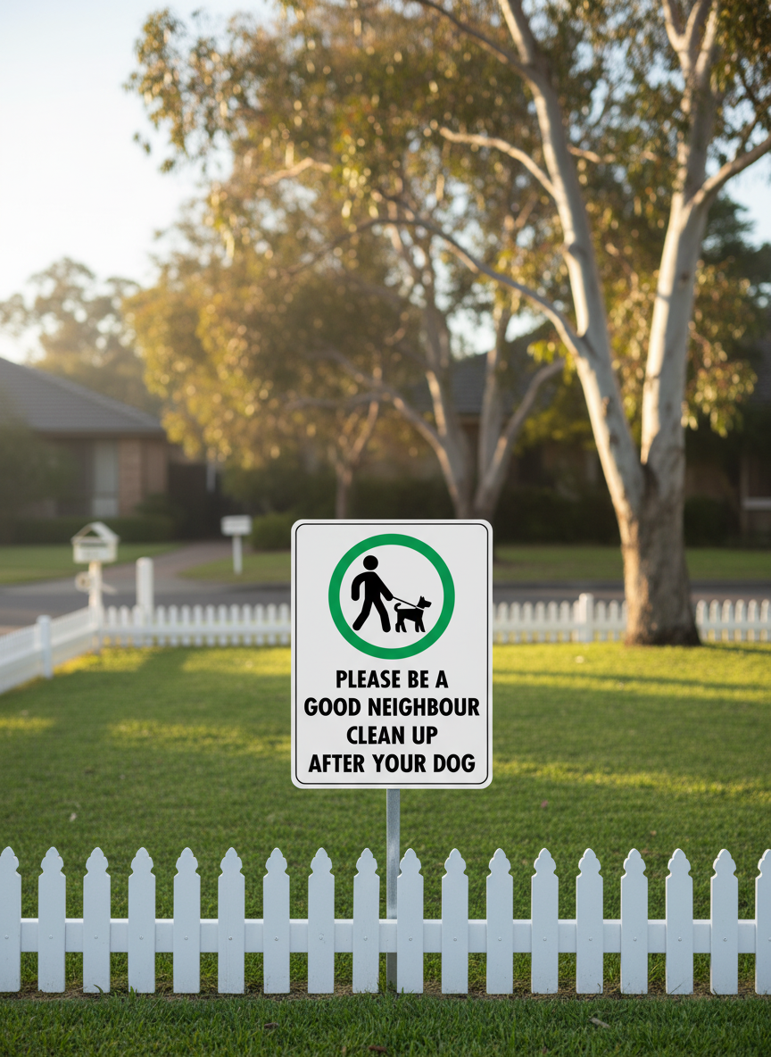 Good Neighbour Dog Sign | “Please Clean Up After Your Dog” | Lawn & Order Co.
