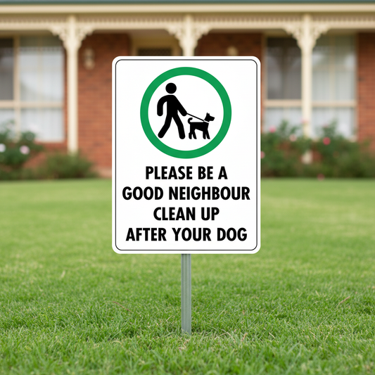Good Neighbour Dog Sign | “Please Clean Up After Your Dog” | Lawn & Order Co.
